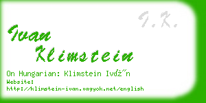 ivan klimstein business card